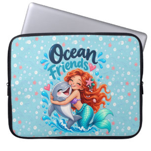 Ocean Friends Mermaid & Dolphin Laptop Sleeve Cu