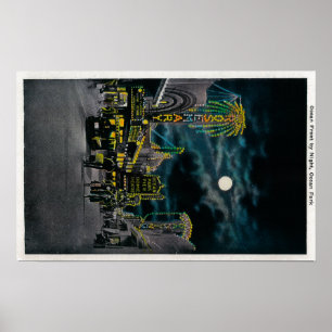 Ocean Front at Night, Ocean Park Poster