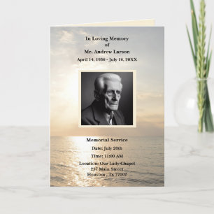 Ocean Funeral Memorial Obituary Folded Program Programme