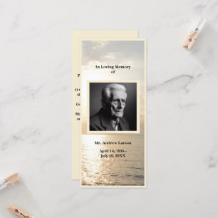 Ocean Funeral Memorial Service Bookmark Card 