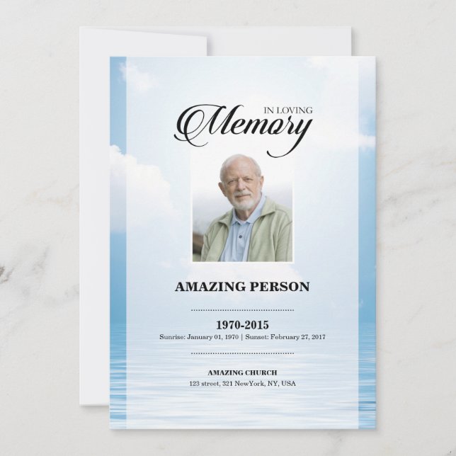 Ocean Funeral Prayer Card Template (Front)