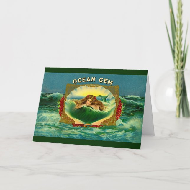 Ocean Gem mermaid cigar label Card (Front)