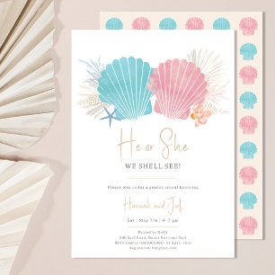Ocean Gender Reveal He or She Baby Shower invite