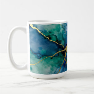 Ocean Geode Alcohol Ink Gold Veins Coffee Mug