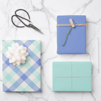 Ocean Gingham Wrapping Paper Sheet