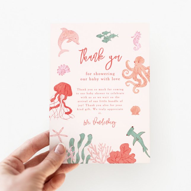 Ocean Girl Baby Shower Thank You Card (Creator Uploaded)