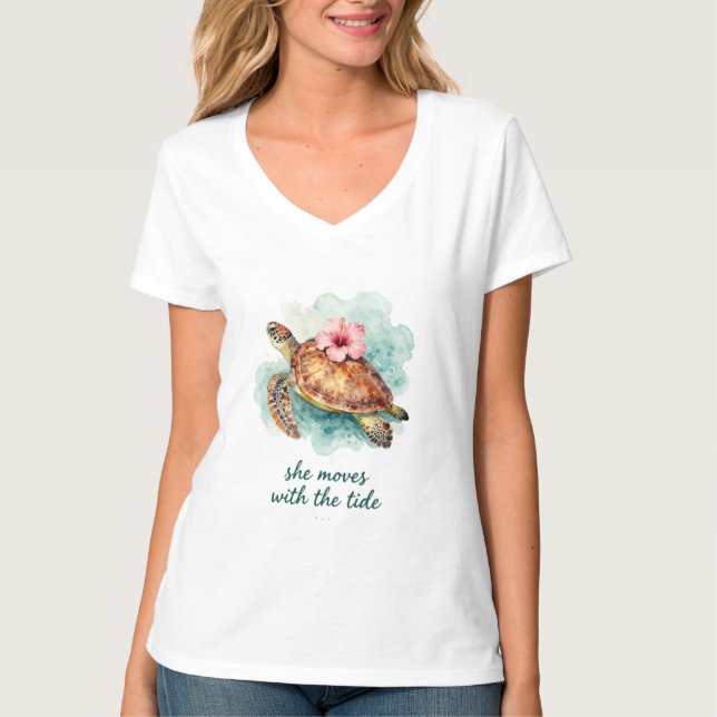 ocean girl - Sea turtle hibiscus tee (Front)