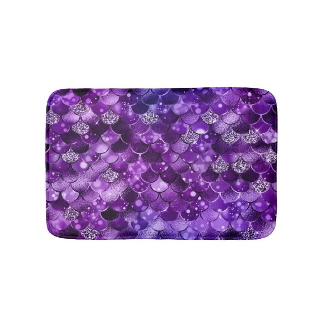 Ocean Glamour Colourful Fish Scales Pattern Bath Mat (Front)