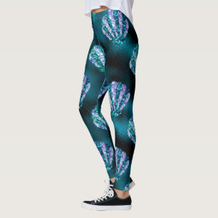 Ocean Glamour Colourful Oyster Pattern Leggings
