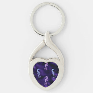 Ocean Glamour Colourful Sea Horse Pattern Key Ring