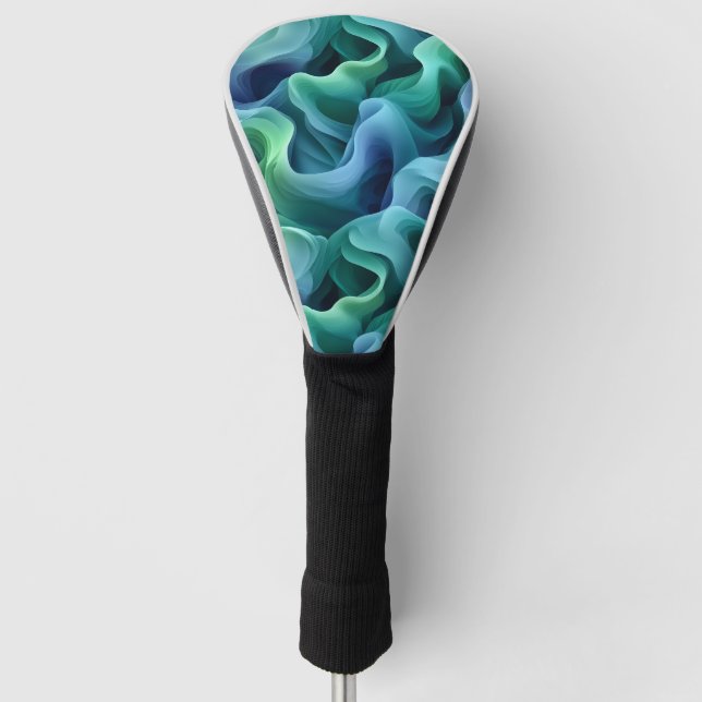 Ocean Glow Abstract Gradient Waves Pattern Golf Head Cover (Front)