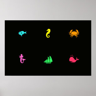 Ocean Glow_black light aquarium style Multi-Icon Poster