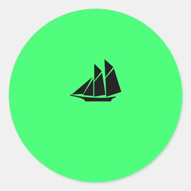 Ocean Glow_black-on-green Clipper Classic Round Sticker (Front)