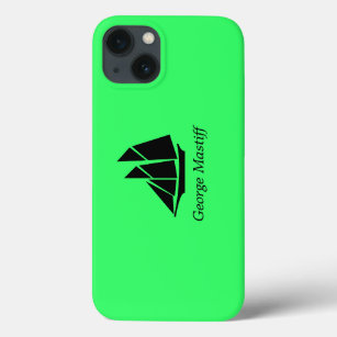 Ocean Glow_Black-on-Green Clipper Ship_personalize iPhone 13 Case