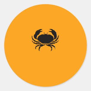 Ocean Glow_Black-on-Orange Crab Classic Round Sticker
