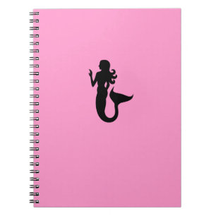 Ocean Glow_Black-on-Pink Mermaid Notebook