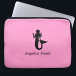 Ocean Glow_Black-on-Pink Mermaid_personalized Laptop Sleeve<br><div class="desc">Show off your love for the ocean and all its undersea majesty with our Ocean Glow, maritime icons, black-on-pink Mermaid super stylish, travel-friendly, 100% neoprene laptop sleeve. To personalise it, just add your name in the available template field, and you're done. If you're feeling creative, you can also change the...</div>