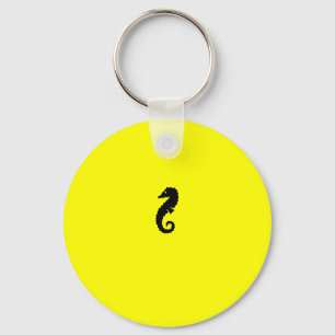 Ocean Glow_Black-on-Yellow Seahorse Key Ring