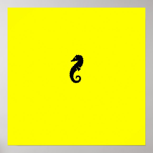 Ocean Glow_Black-on-Yellow Seahorse Poster (Front)