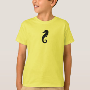 Ocean Glow_Black on Yellow Seahorse T-Shirt