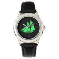 Ocean Glow_Green-on-Black Clipper Ship