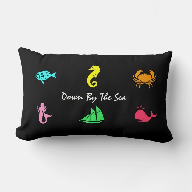 Ocean Glow_nautical themed_aquarium style Lumbar Cushion (Front)