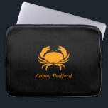 Ocean Glow_Orange on Black Crab_personalized Laptop Sleeve<br><div class="desc">Show off your crush on crusty crustaceans with our eye-catching, Ocean Glow, maritime icons, fully-customisable Orange on Black Crab Crab super stylish, travel-friendly, 100% neoprene laptop sleeve. To personalise it, just add your name in the available template field, and you're done. If you're feeling creative, you can also change the...</div>