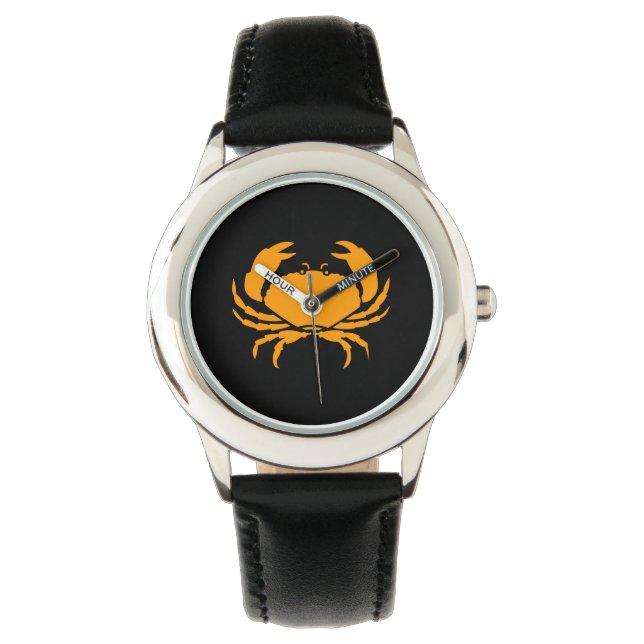 Ocean Glow_Orange-on-Black Crab Watch (Front)