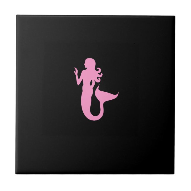 Ocean Glow_Pink-on-Black Mermaid Tile (Front)