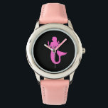 Ocean Glow_Pink-on-Black Mermaid Watch<br><div class="desc">Display your love for the ocean and all its undersea majesty with our Ocean Glow,  maritime icons,  pink-on-black Mermaid wrist watch. For additional designing options,  just click "Customise it" and away you go!</div>