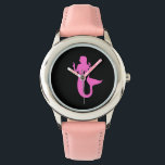 Ocean Glow_Pink-on-Black Mermaid Watch<br><div class="desc">Display your love for the ocean and all its undersea majesty with our Ocean Glow,  maritime icons,  pink-on-black Mermaid wrist watch. For additional designing options,  just click "Customise it" and away you go!</div>