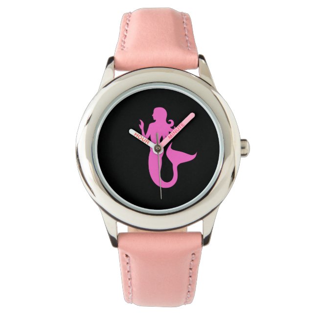 Ocean Glow_Pink-on-Black Mermaid Watch (Front)