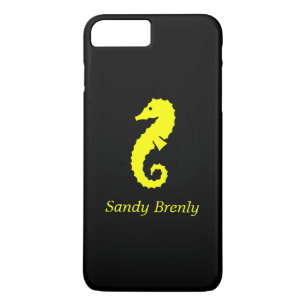 Ocean Glow_Yellow-on-Black Seahorse_personalized Case-Mate iPhone Case