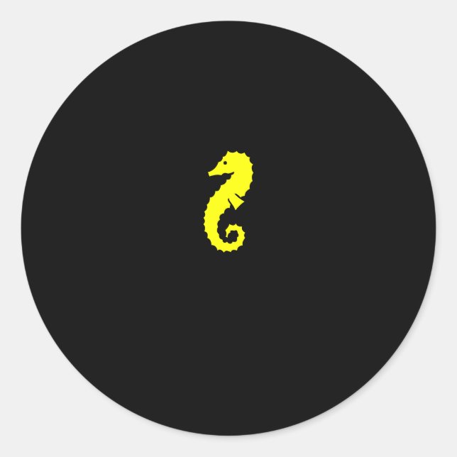 Ocean Glow_Yellow Seahorse Classic Round Sticker (Front)