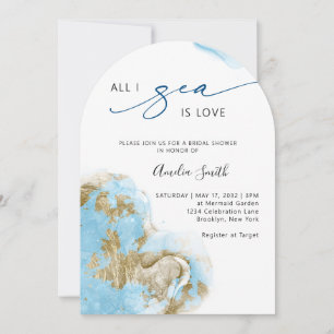 Ocean Gold All I Sea is Love Bridal Shower Arch Invitation