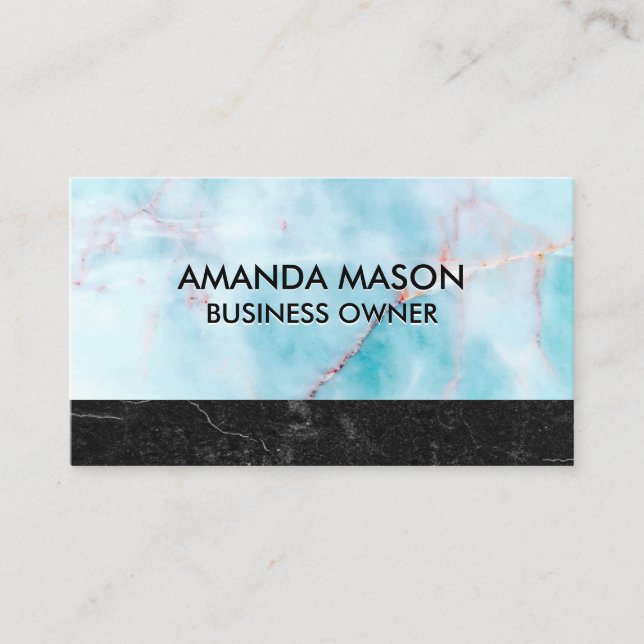 Ocean Granite | Black Slate Marble Business Card (Front)