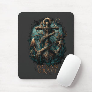 Ocean Grave Kraken Anchor Dark Fantasy Mouse Pad
