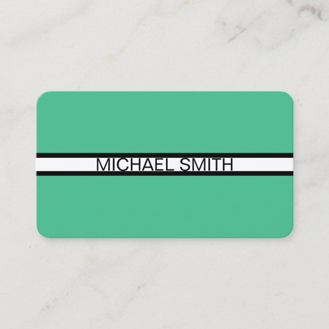 Ocean Green Professional White Black Modern Business Card (Front)