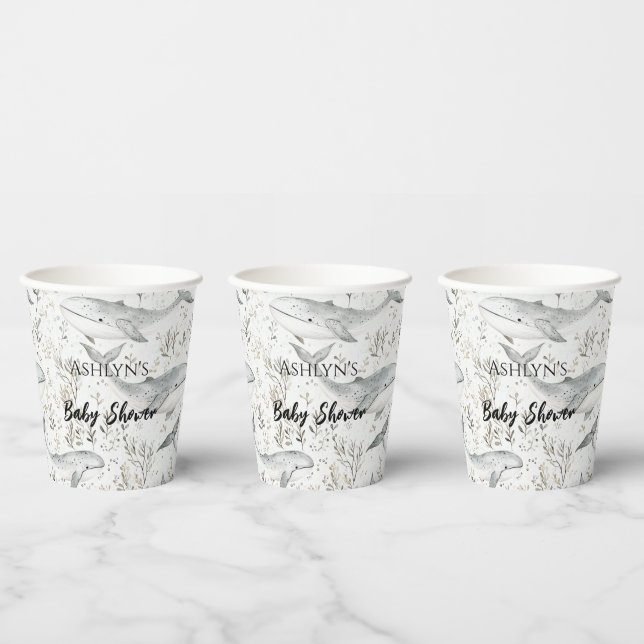 Ocean Grey Whales Baby Shower Paper Cups (Multi)
