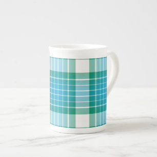 Ocean Grid Plaid Bone China Mug