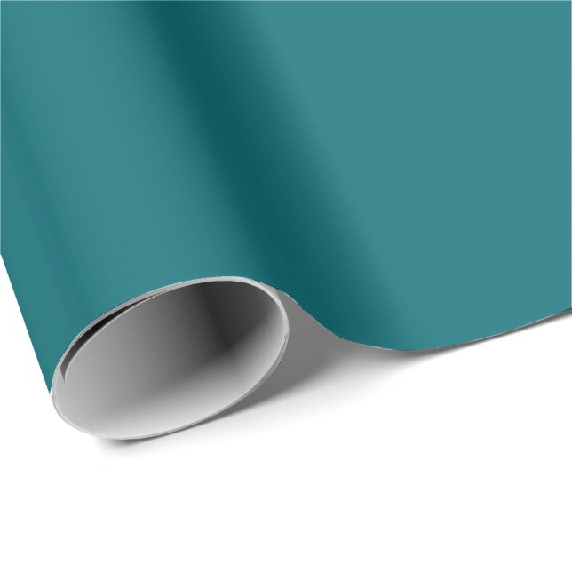 Ocean Harbour Blue, Teal Jewel Tone Solid Colour Wrapping Paper (Roll Corner)