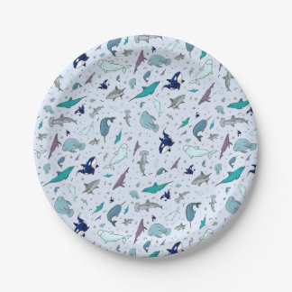 Ocean in Blue Paper Plate