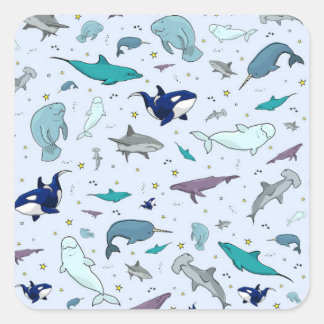 Ocean in Blue Square Sticker