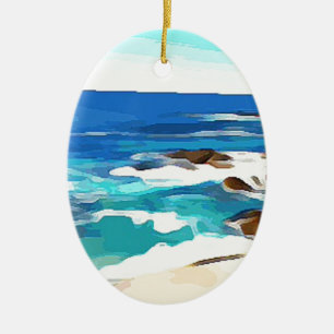 Ocean in Carmel Ceramic Tree Decoration