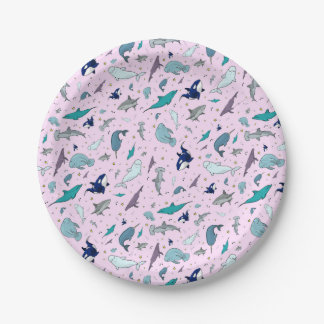 Ocean in Pink Paper Plate