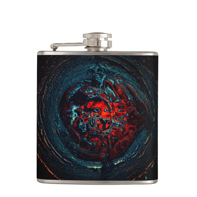 Ocean Inferno Red Glow Hip Flask (Front)