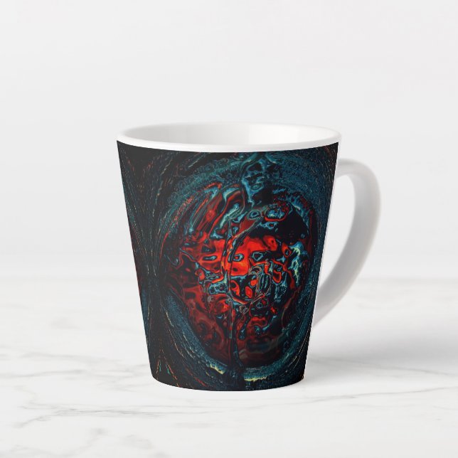 Ocean Inferno Red Glow Latte Mug (Right Angle)