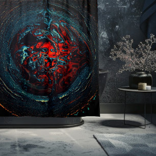 Ocean Inferno Red Glow Shower Curtain
