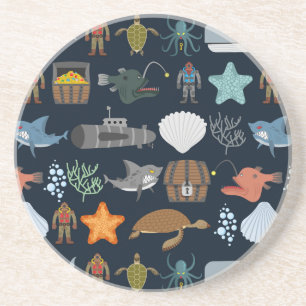 Ocean Inhabitants Pattern 1 Coaster