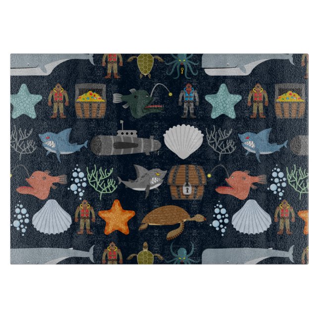 Ocean Inhabitants Pattern 1 Cutting Board (Front)